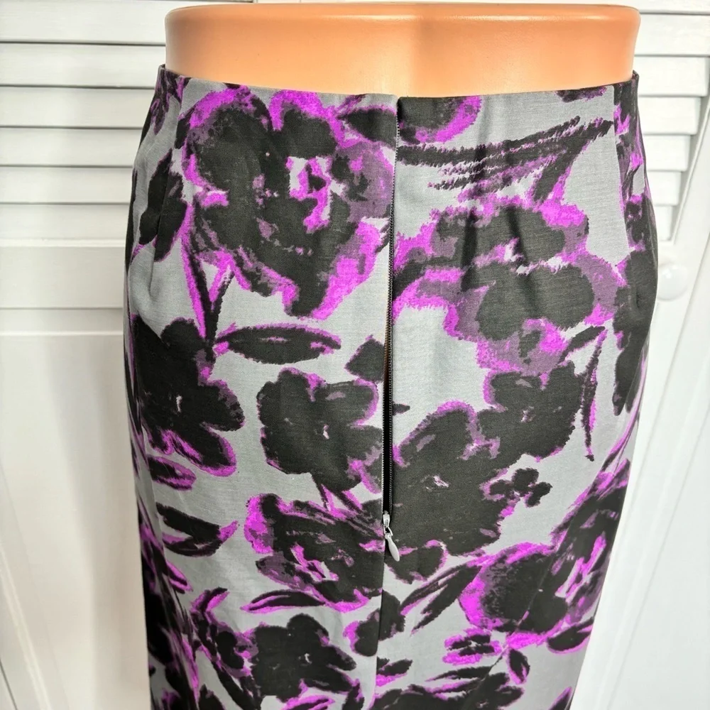 New LORD & TAYLOR Gray Purple Floral Pencil Skirt Size 12 - Picture 5 of 8